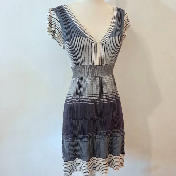 BCBGMaxazria Silk Blend Striped Knit Dress - Picture 1 of 14